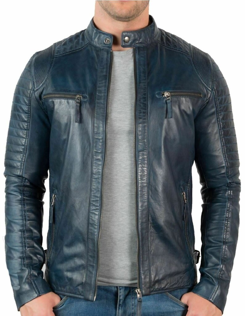 SALE!!! Navy Men's Pure Leather Jackets 